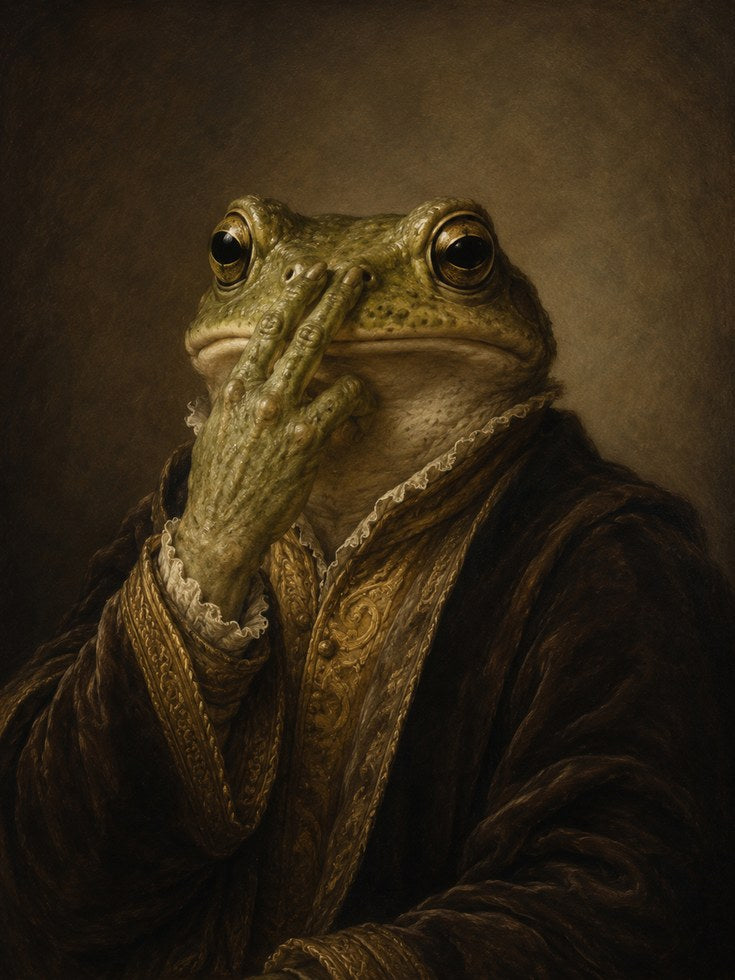 Funny Bathroom Poster Animal Portrait Print: Classical Renaissance - artwork on paper