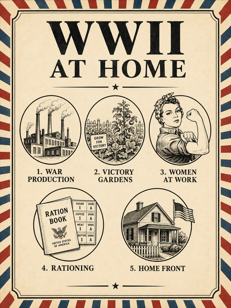 WWII Poster – World War Two Home Front Print - artwork on paper