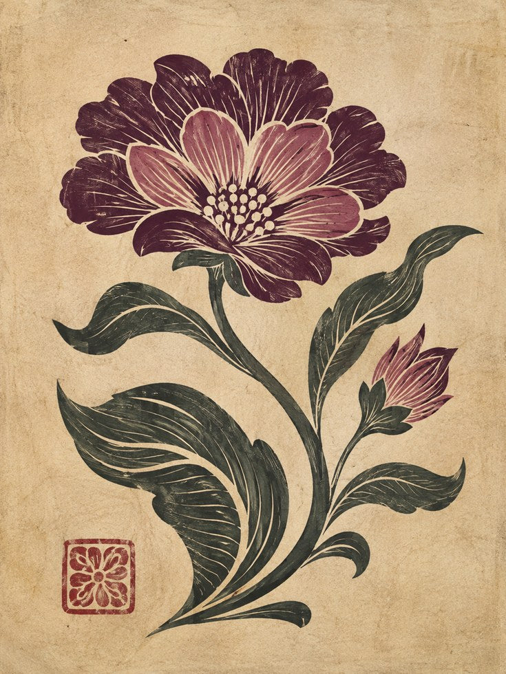 Vintage Floral Wall Art – Botanical Print - artwork on paper