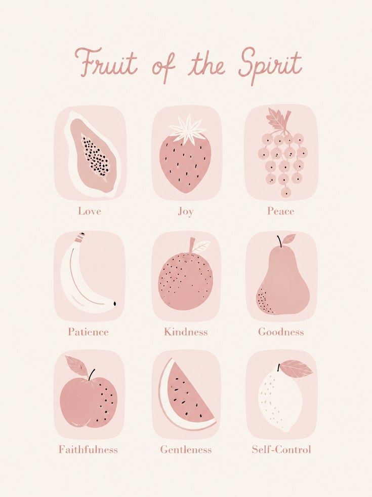 Fruit of the Spirit Print: Christian Nursery & Kitchen Wall Art - artwork on paper