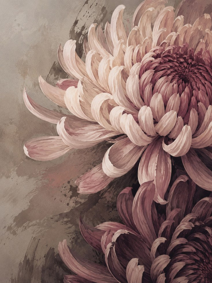 Chrysanthemum Print – Vintage Floral Wall Art - artwork on paper