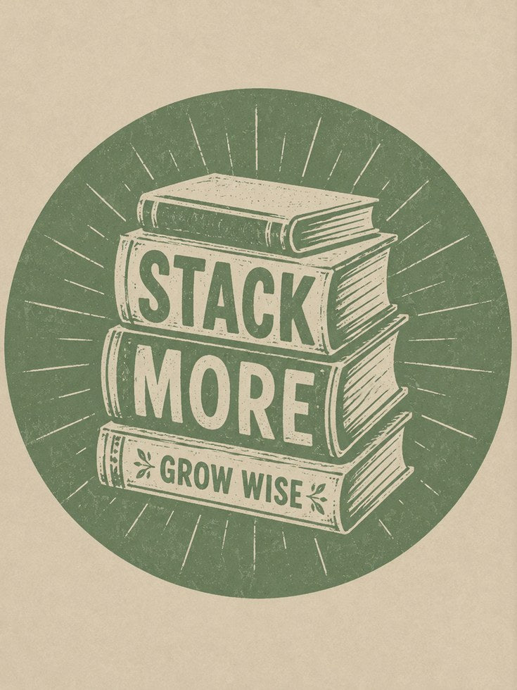 Stack More Grow Wise Print: Vintage Library Art - artwork on paper