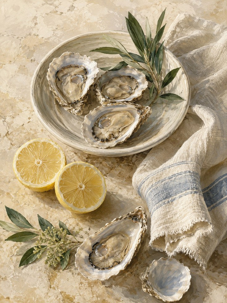 Oyster Wall Art – Seafood Kitchen Print - artwork on paper