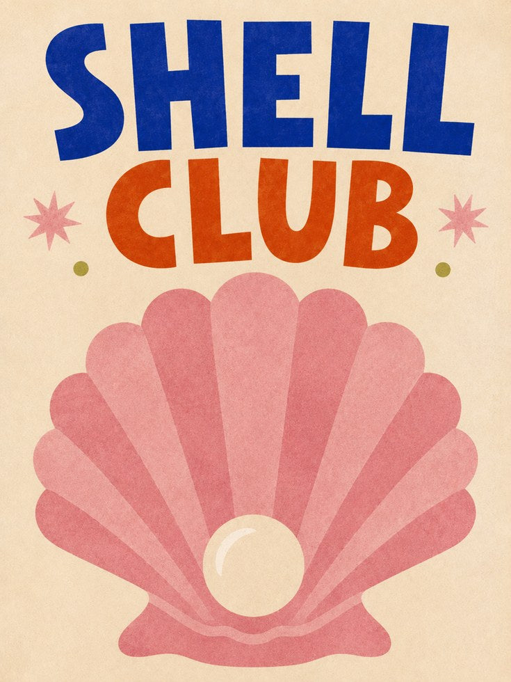 Shell Wall Art – Coastal Typography Print - artwork on paper