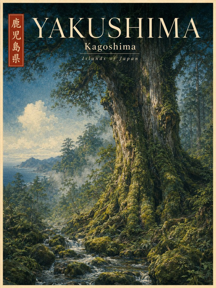 Vintage Yakushima Travel Poster - artwork on paper