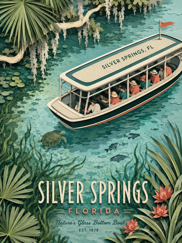 Florida Travel Poster – Silver Springs Print - artwork on paper