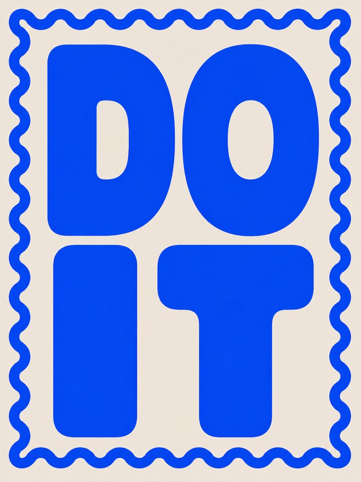 Do It Typography Poster: Bold Blue Motivational Wall Art - artwork on paper