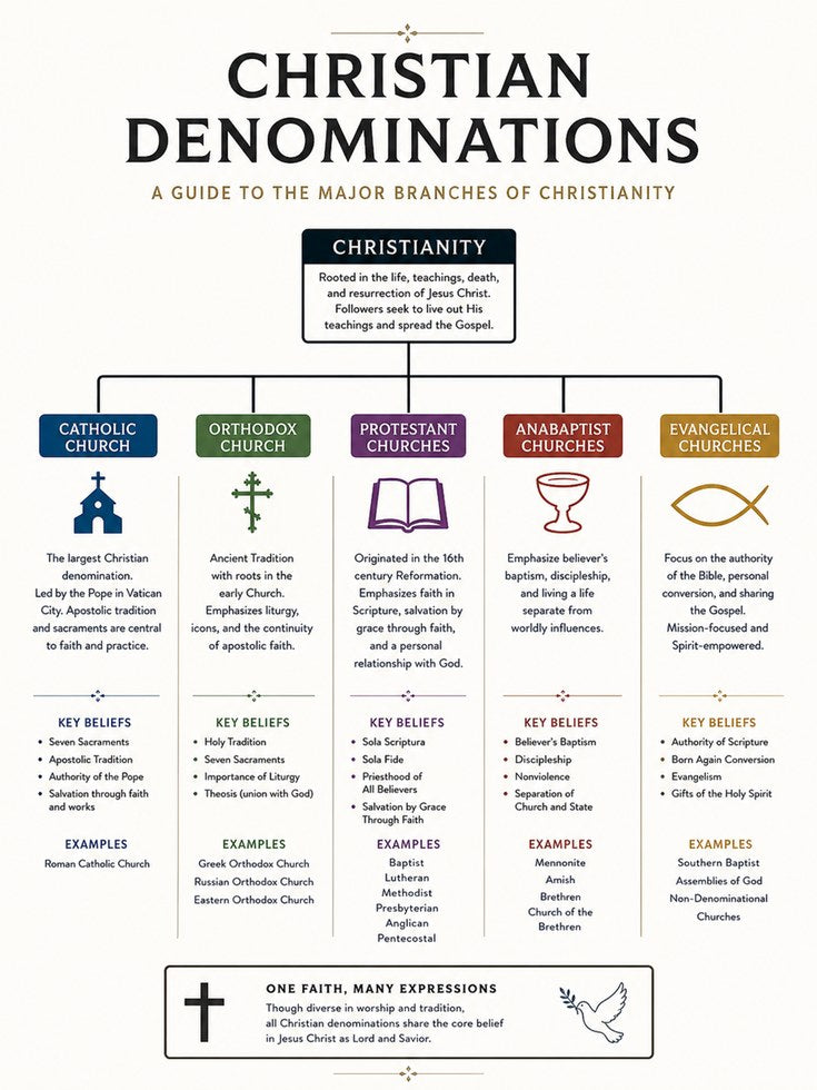 Christian Denominations Poster - artwork on paper