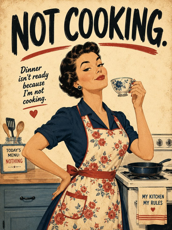 Retro Kitchen Wall Art – Funny Kitchen Print - artwork on paper