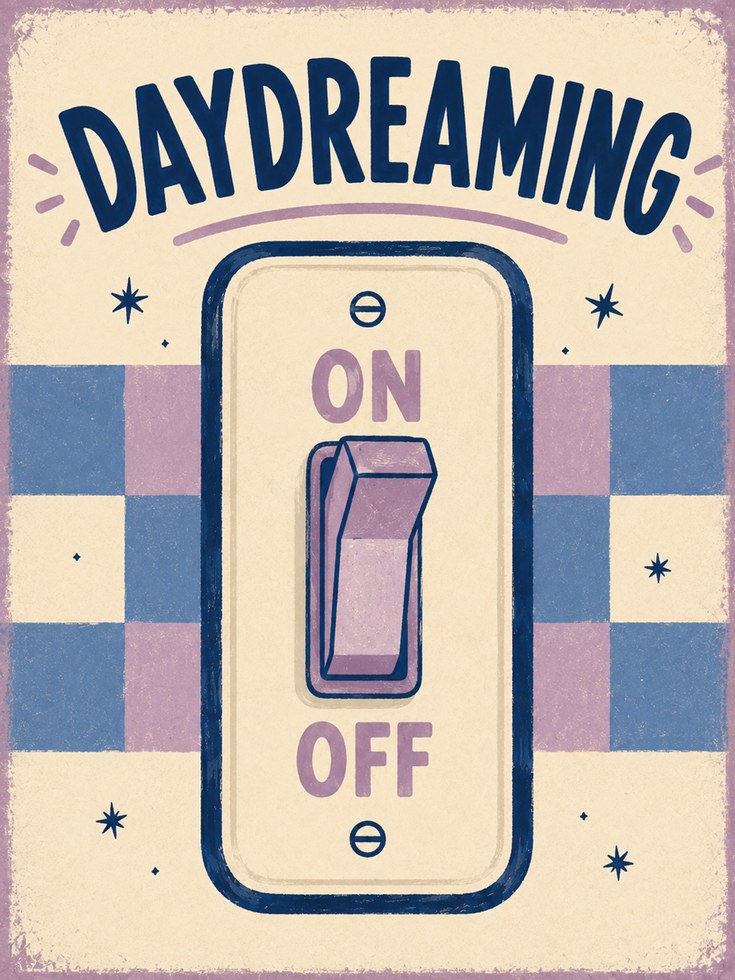 Retro Typography Print – Daydreaming Wall Art - artwork on paper