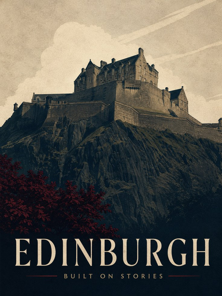 Edinburgh Travel Poster – Scotland Castle Print - artwork on paper