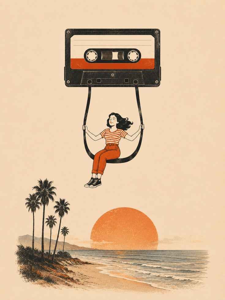 Nostalgic Cassette Tape Print - artwork on paper