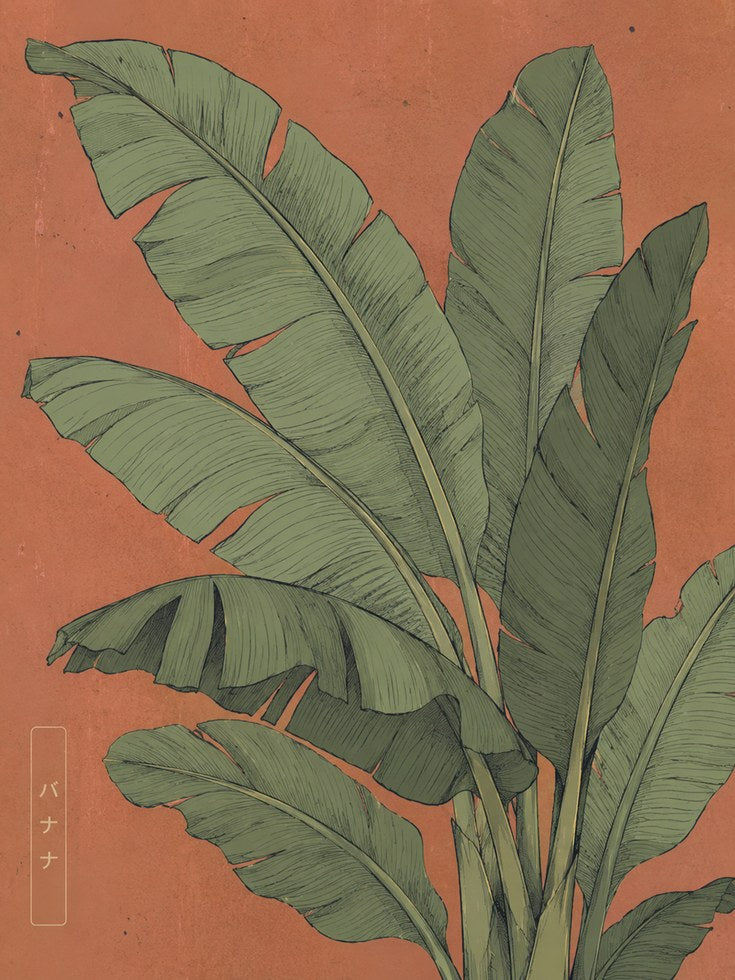 Botanical Banana Leaf Print — Japanese Inspired Tropical Art - artwork on paper