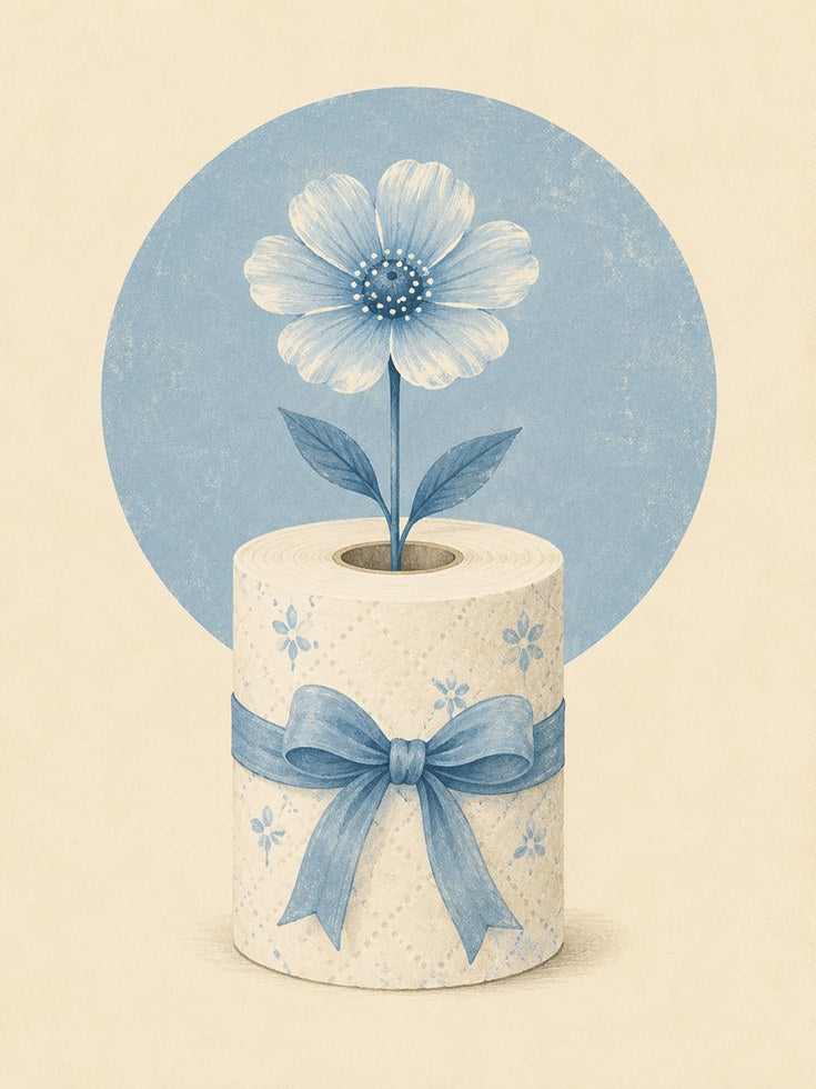 Bathroom Flower Wall Art – Whimsical Floral Print - artwork on paper