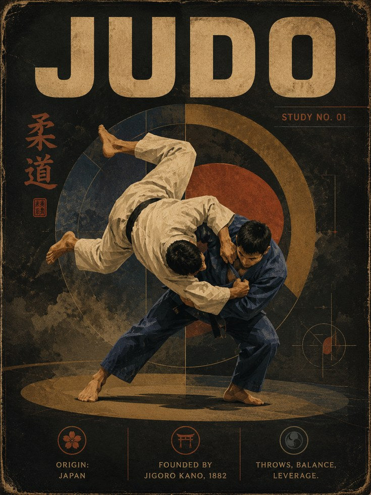 Judo Martial Arts Poster: Vintage Japanese Sports Design Print - artwork on paper