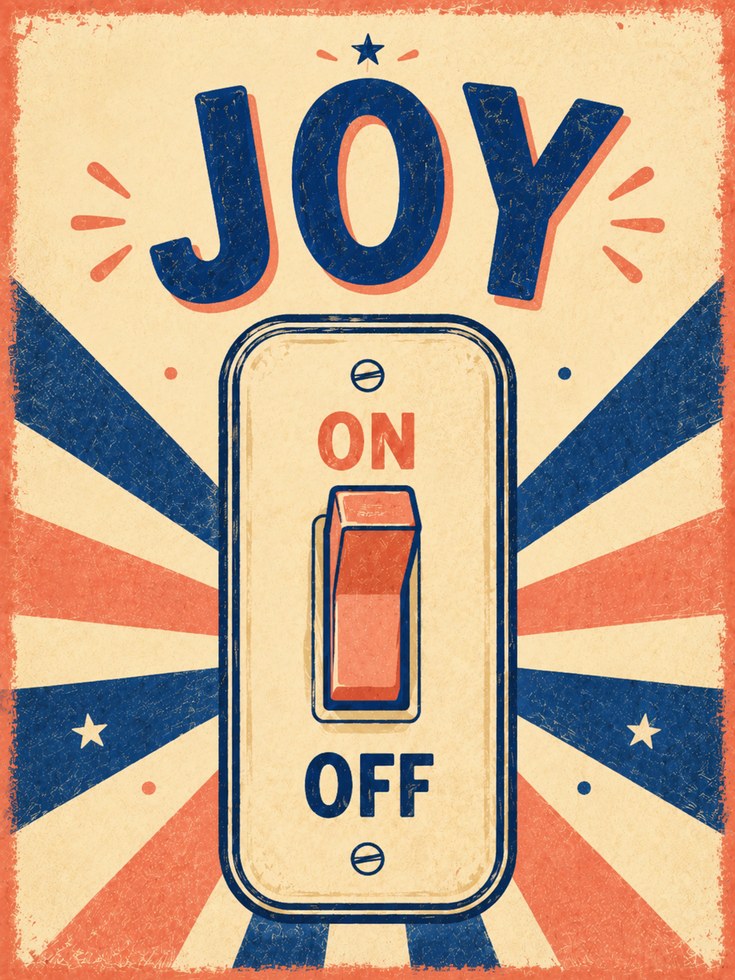 Retro Typography Poster – Joy Quote Print - artwork on paper