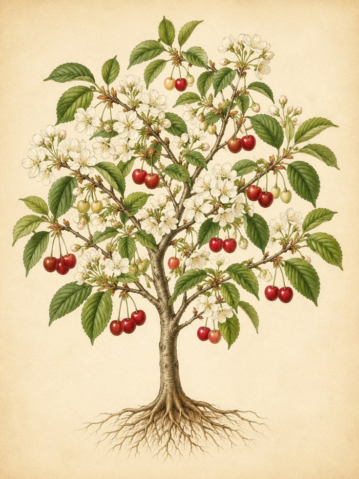 Cherry Blossom Tree Art Print: Vintage Botanical Illustration - artwork on paper