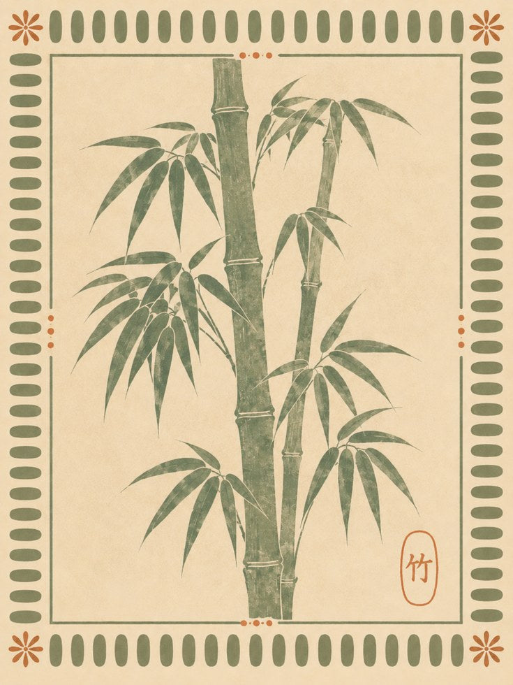 Bamboo Wall Art – Asian Botanical Print - artwork on paper
