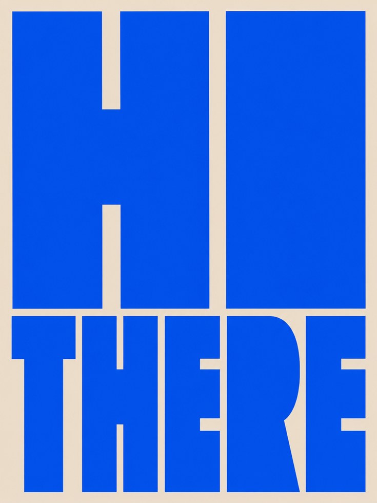 Hi There Typography Print — Bold Blue Retro Lettering - artwork on paper