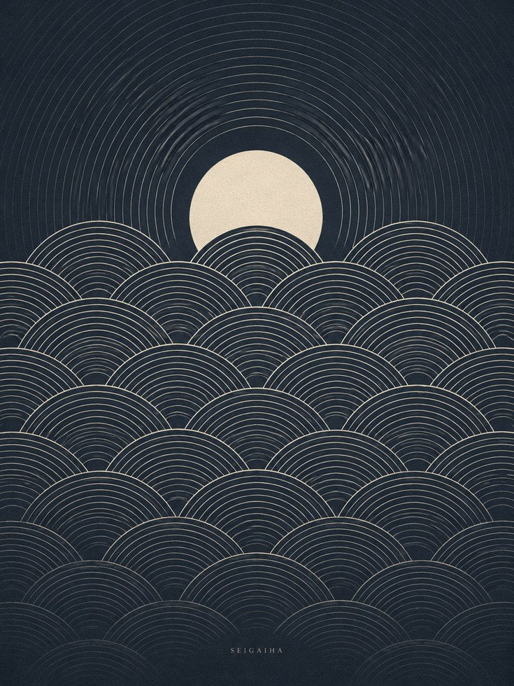 Wave Art Print: Japanese Seigaiha Pattern - artwork on paper