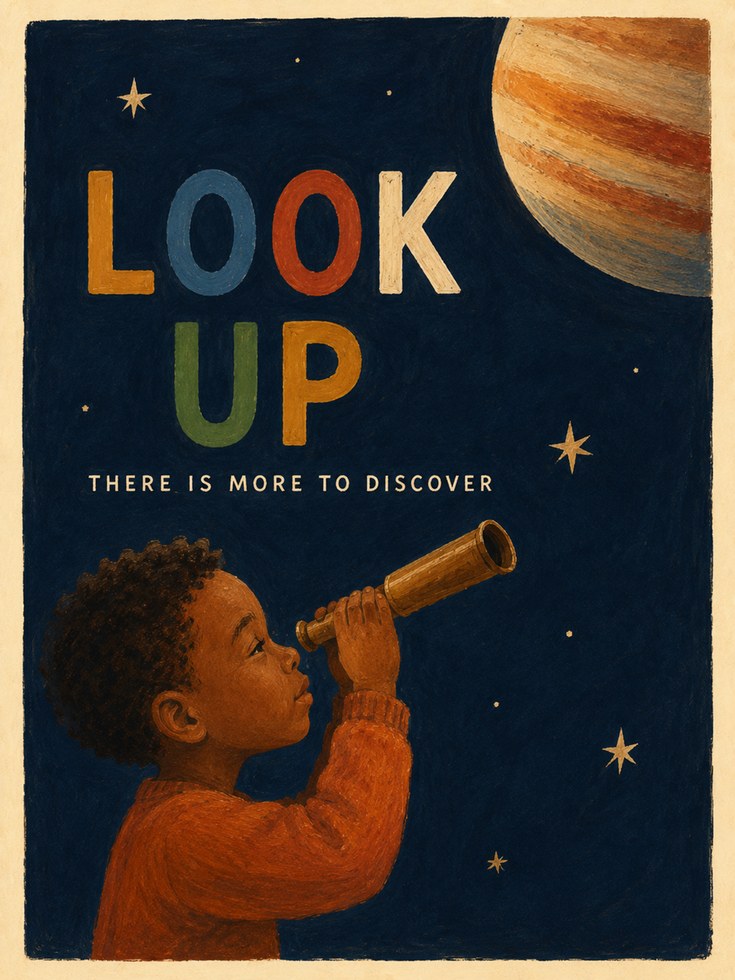 Look Up Wall Art – Space Nursery Print - artwork on paper