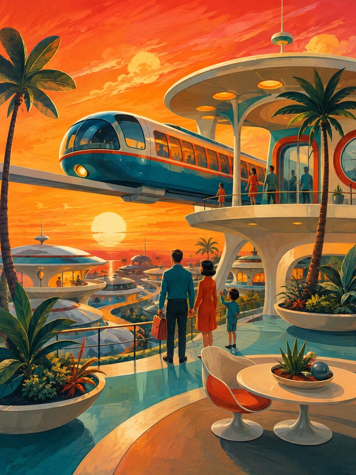 Retro Futuristic Poster - artwork on paper