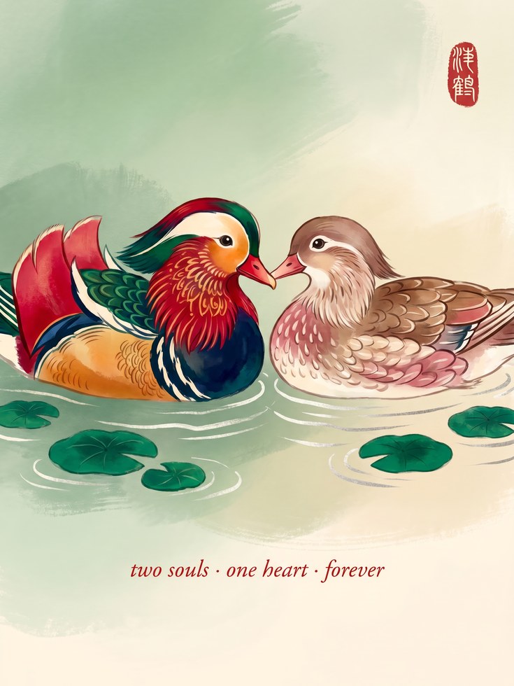 Mandarin Duck Print: Feng Shui Love Symbol - artwork on paper