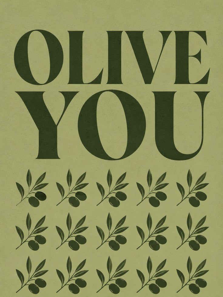 Kitchen Wall Art: Olive You Retro Print - artwork on paper