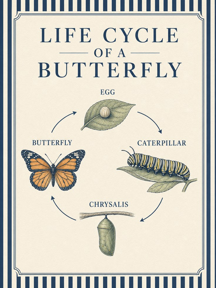 Butterfly Life Cycle Poster - artwork on paper
