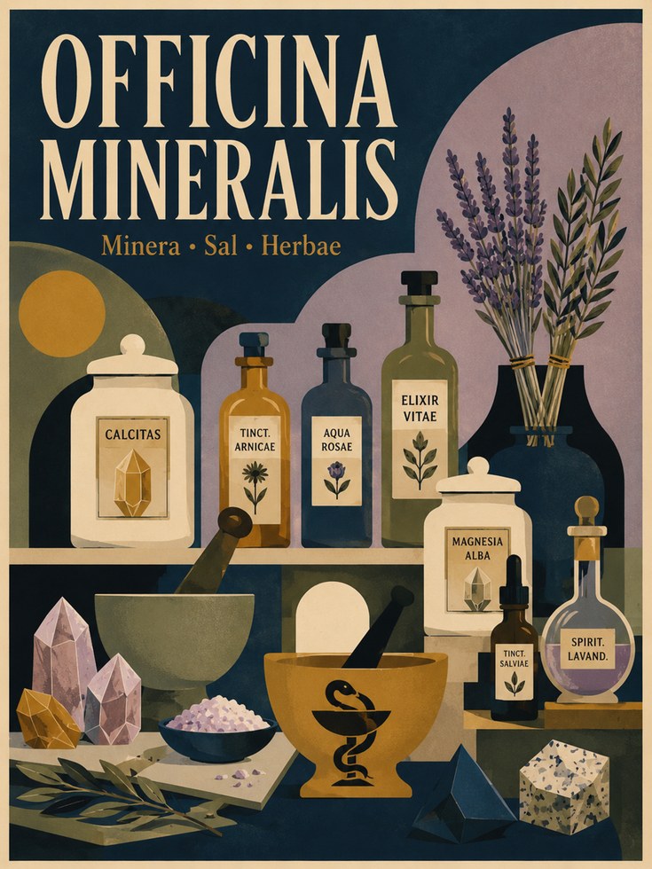 Apothecary Botanical Print: Vintage Mineral Art - artwork on paper