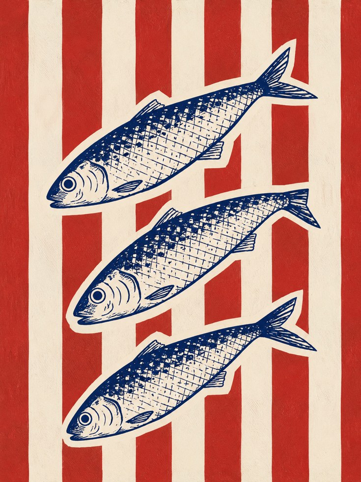 Nautical Fish Wall Art – Coastal Kitchen Decor - artwork on paper