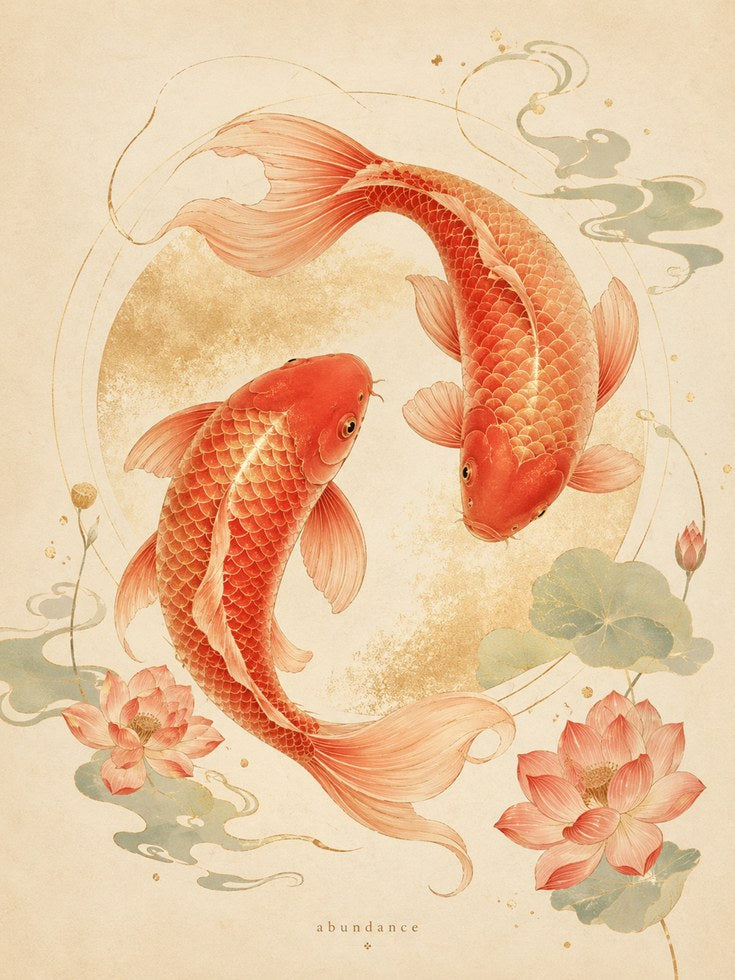 Koi Fish Wall Art – Japanese Art Print - artwork on paper