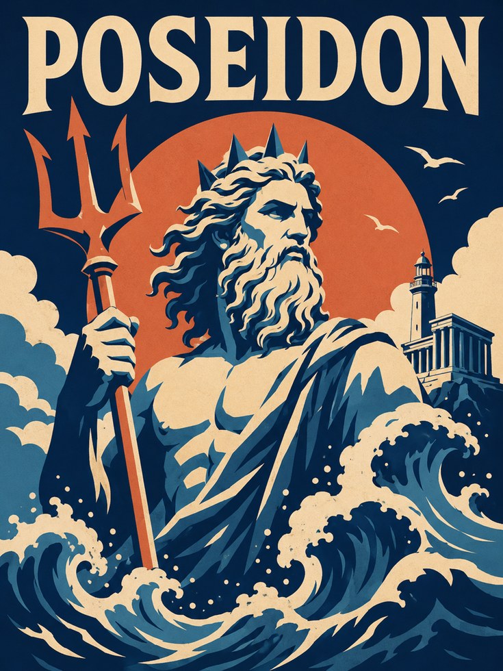 Vintage Travel Poster – Greek Mythology Wall Art - artwork on paper