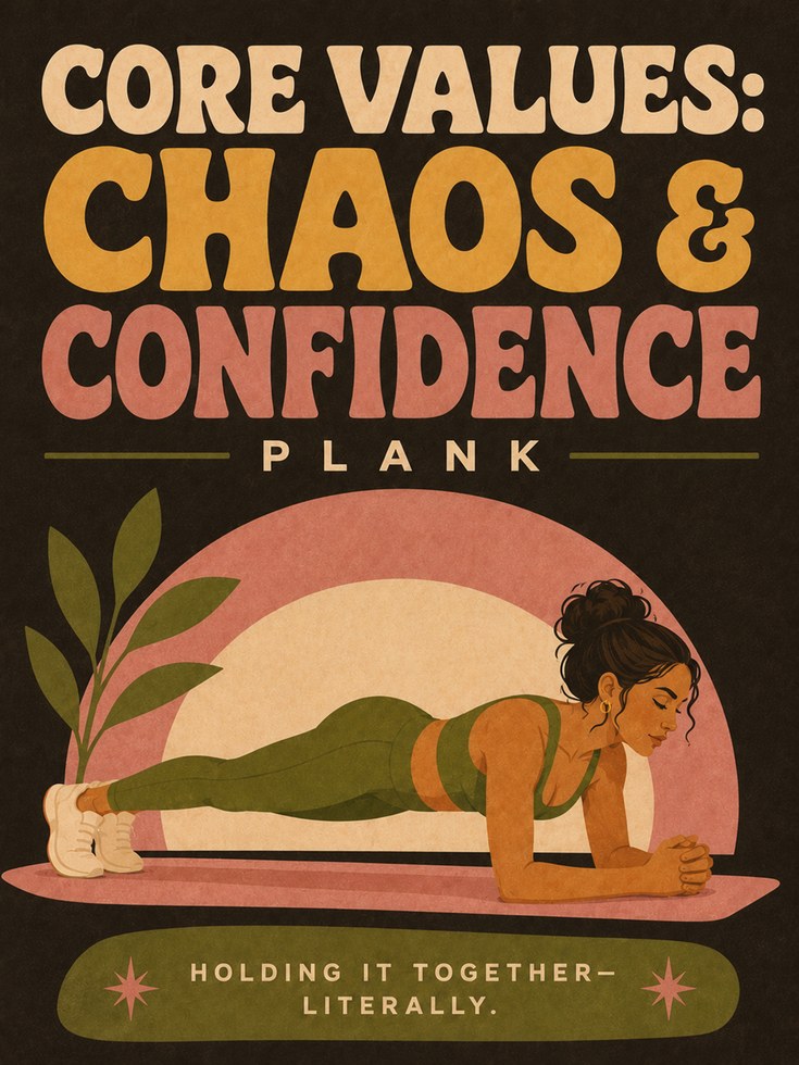 Yoga Plank Pose Art Print: Retro Motivational Fitness Poster - artwork on paper