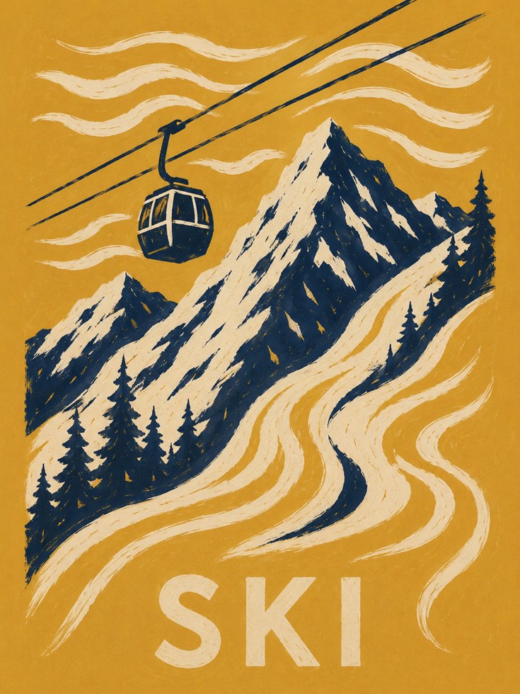 Ski Poster – Vintage Ski Print - artwork on paper