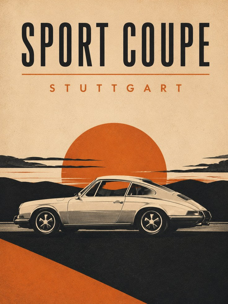 Vintage Porsche Sport Coupe Print - artwork on paper