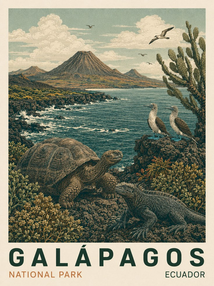 Galapagos Poster – Ecuador Travel Print - artwork on paper