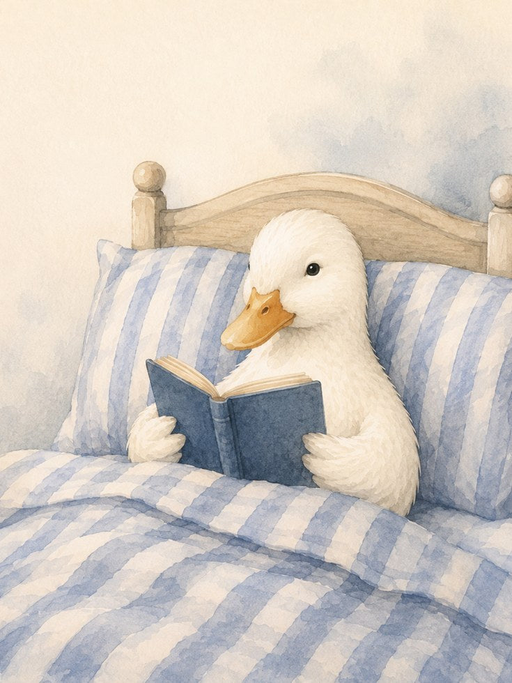 Duck Nursery Wall Art – Reading Duck Print - artwork on paper