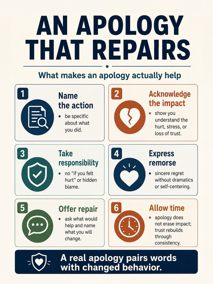 Apology Infographic Print: Conflict Resolution Steps - artwork on paper