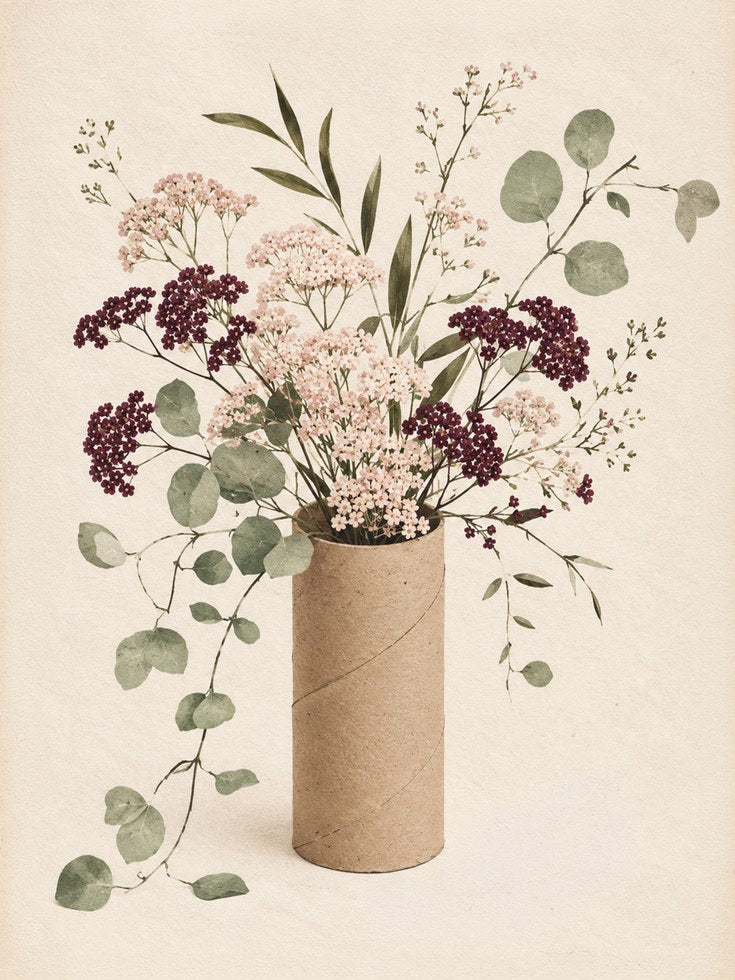 Eucalyptus Vase Wall Art – Dried Flowers Print - artwork on paper
