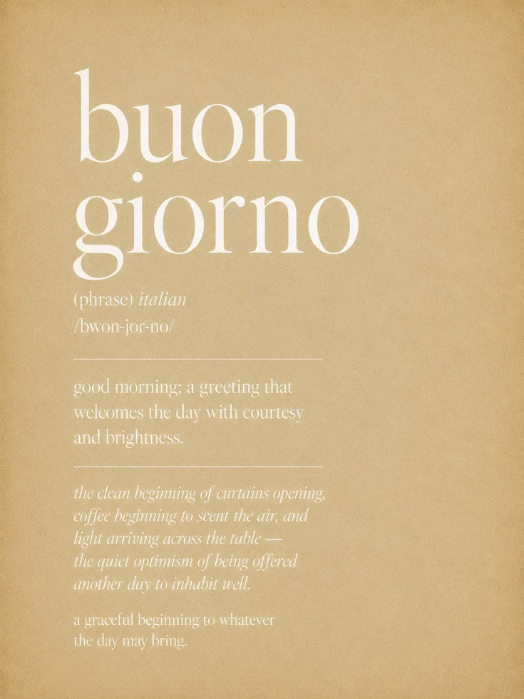 Buon Giorno Typography Print: Italian Phrase Art (Minimalist Design) - artwork on paper