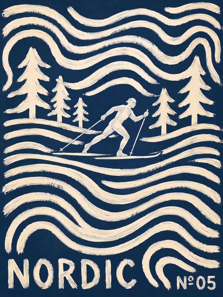 Nordic Skiing Poster – Cross Country Ski Wall Art - artwork on paper