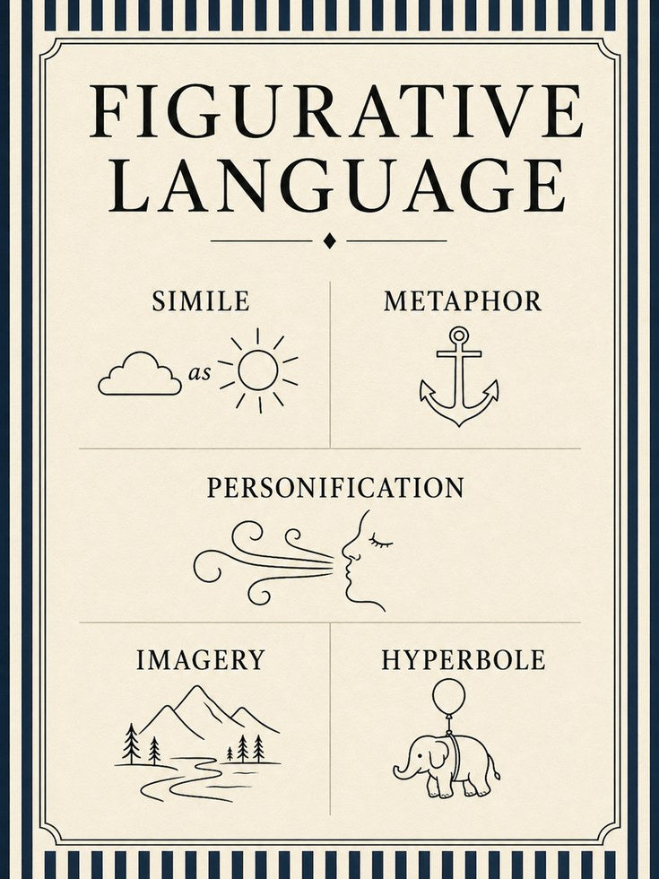 Figurative Language Poster: Educational Grammar Wall Art - artwork on paper