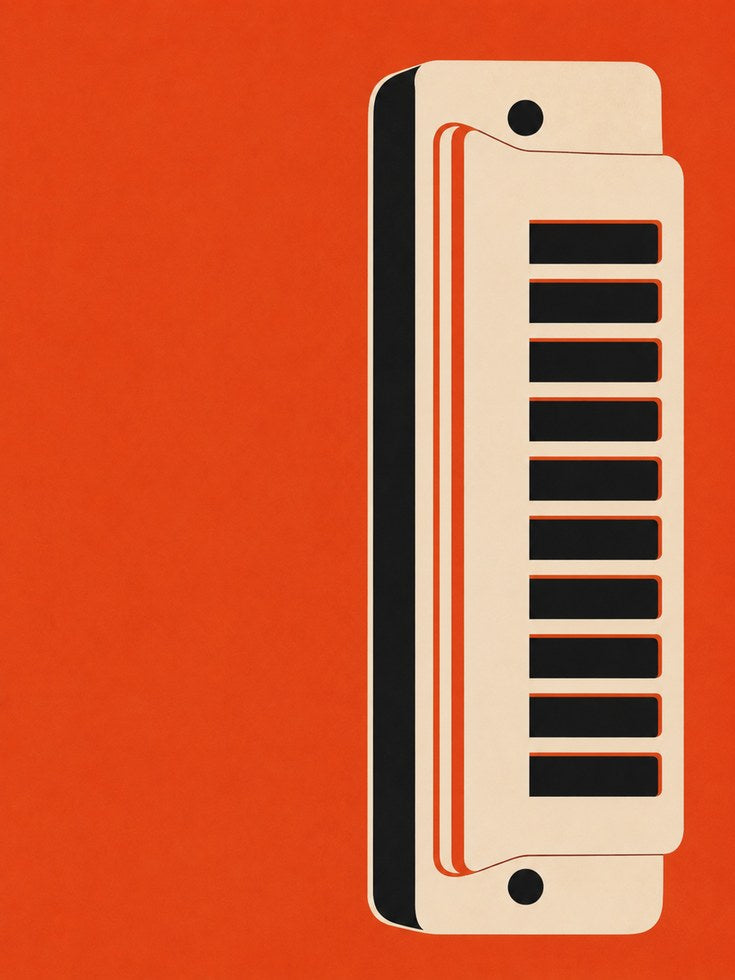 Vintage Synthesizer Poster: Retro Orange Minimalist Music Art - artwork on paper