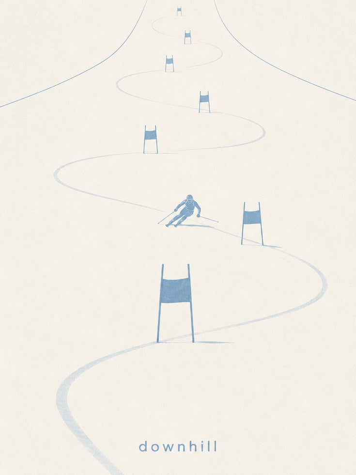 Downhill Skiing Poster - artwork on paper