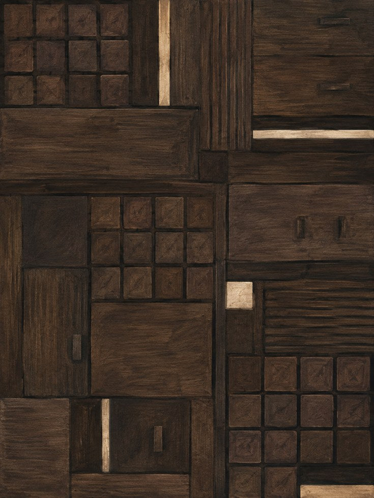 Japanese Wooden Doors Art Print: Traditional Architecture Pattern - artwork on paper
