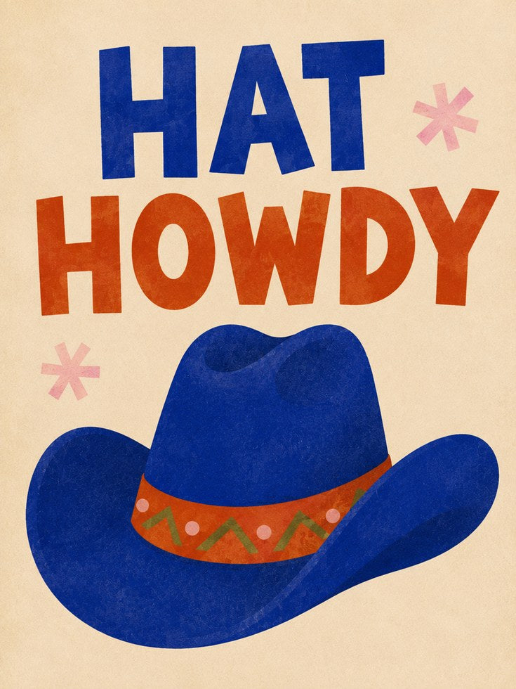 Cowboy Typography Print – Howdy Wall Art - artwork on paper