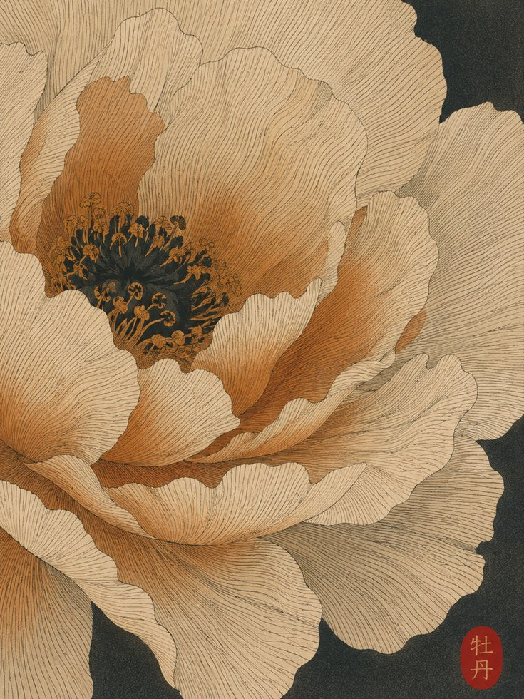 Wabi Sabi Peony Print - artwork on paper