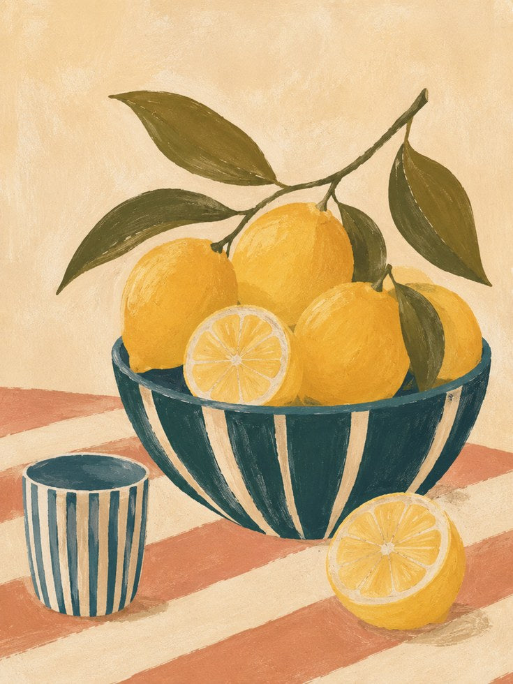 Lemon Kitchen Wall Art – Citrus Fruit Print - artwork on paper