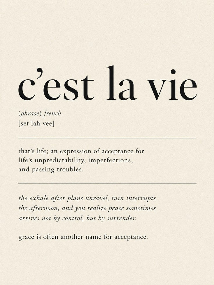 French Quote Wall Art: 'C'est La Vie' Typography - artwork on paper